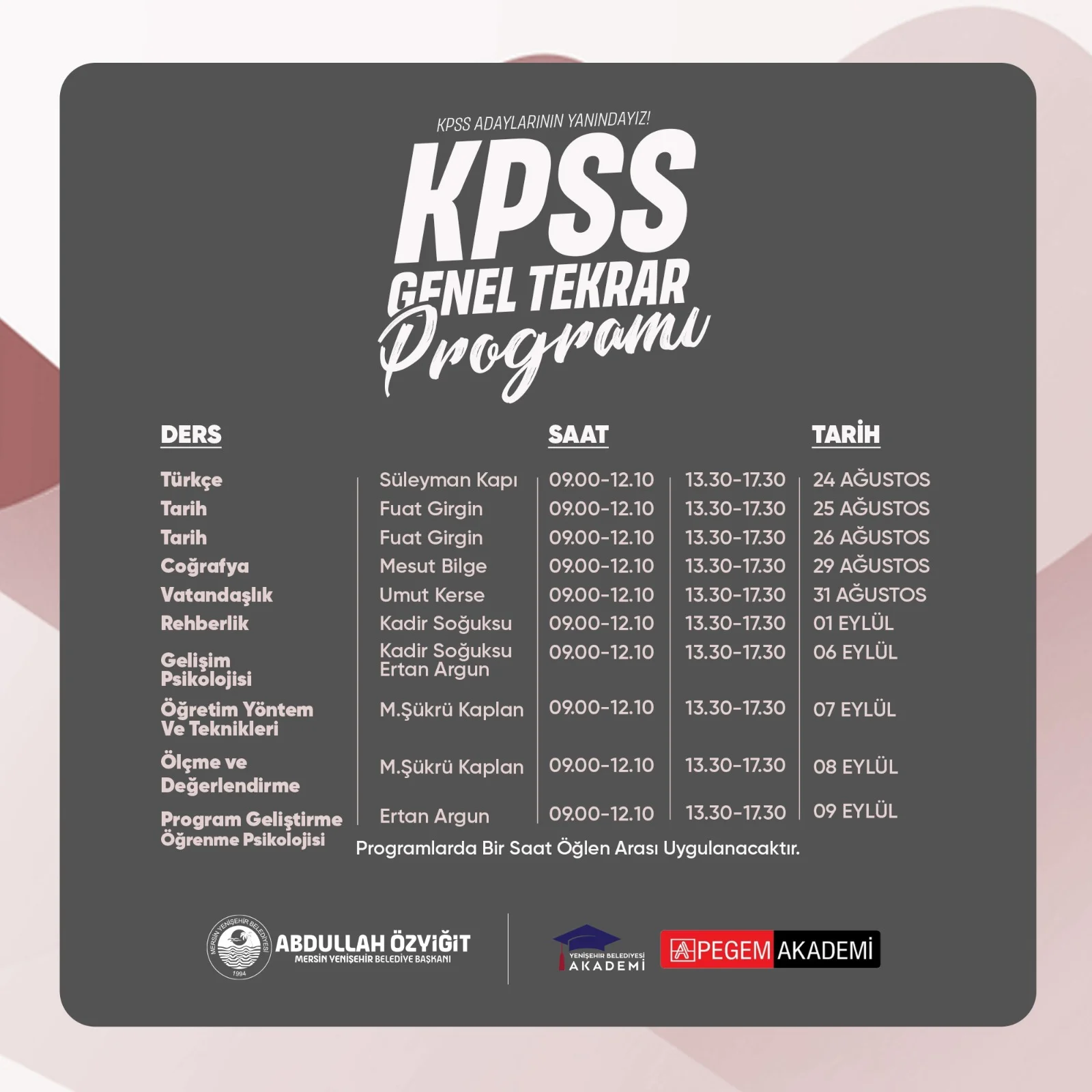 Yenişehir Belediyesinden KPSS adaylarına destek